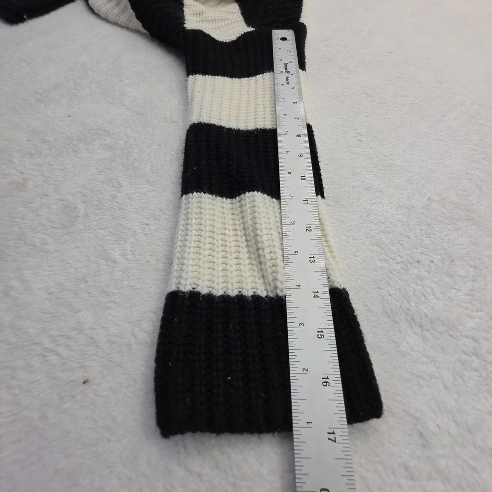 Jessica Simpson Sweater Womens M Black White Striped Chunky Knit Cropped Pullove